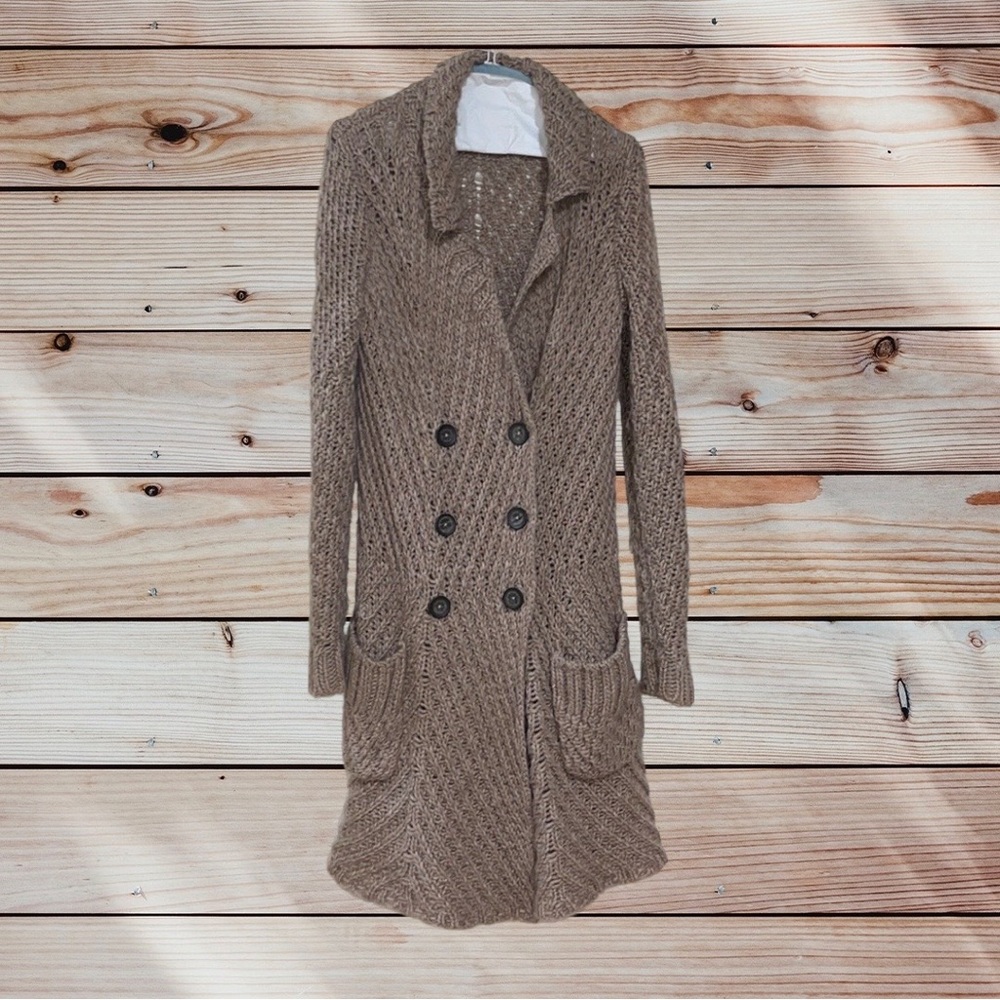 Free People Buttermilk Biscuit Cardi long sweater size small - Picture 2 of 4